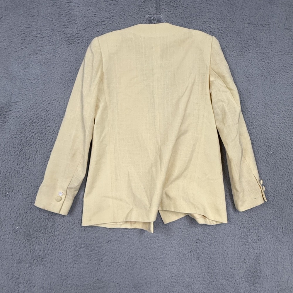 Vintage Kasper For A.S.L. Blazer Jacket Womens 8 Beige Cutwork Floral 80s - Picture 9 of 16